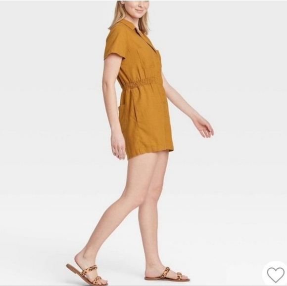 Universal Thread collared shorts romper mustard fall Women's XS - Picture 2 of 12